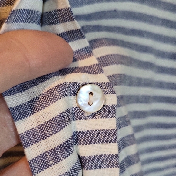 Tahari Blue and White Striped Linen Dress Or Long Top - Picture 5 of 7